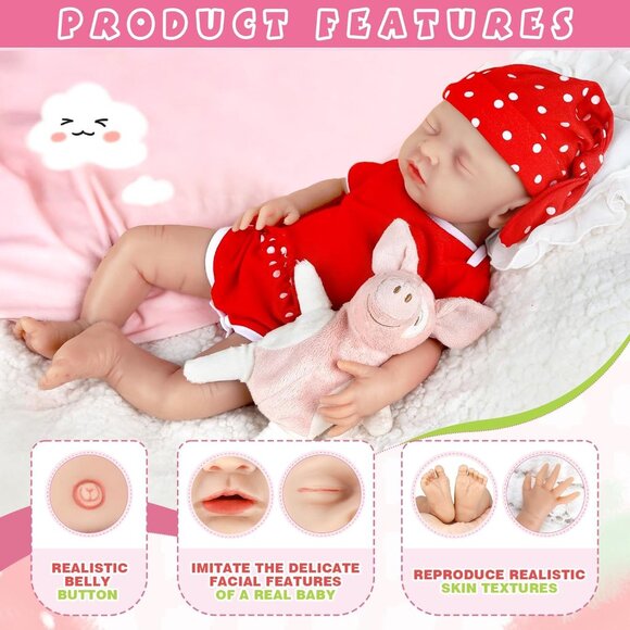 🆕16inch Full Body Silicone Baby Doll Girl Stress-Relief Toy Closed Eye Baby - Picture 4 of 6